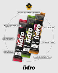 iidro Daily electrolyte stick sachets in three flavours